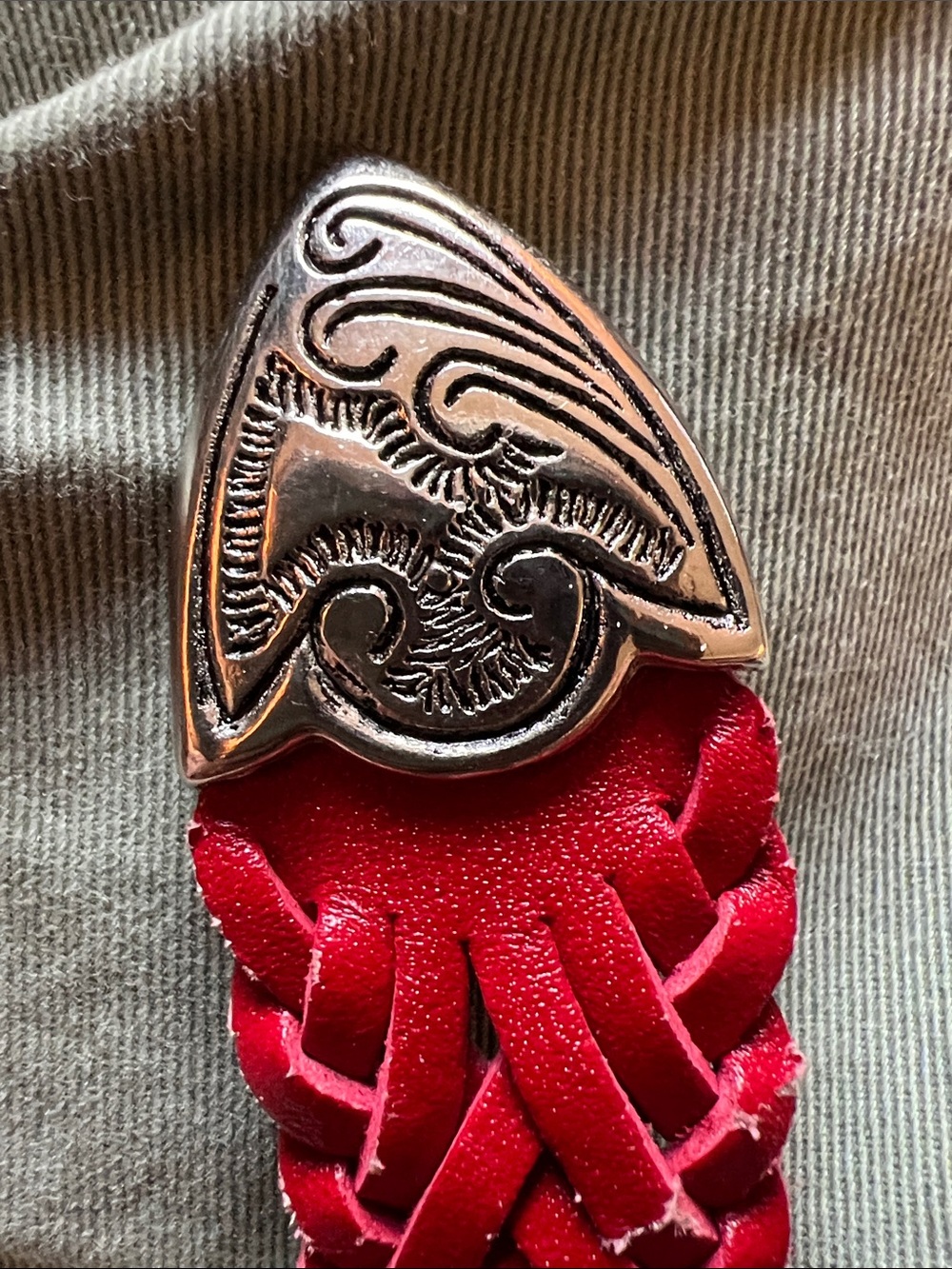 Milor Women’s Vintage Red Weave Leather Adjustable Belt Silver Western Buckle Sm - Picture 14 of 15